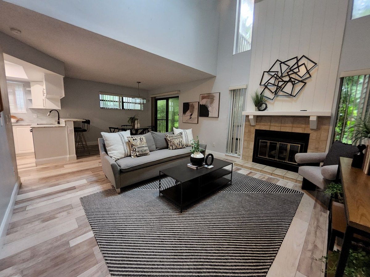 Clearwater Arbor living room with fireplace